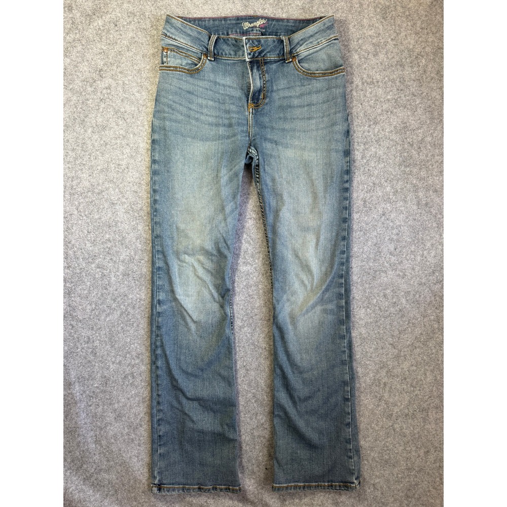 Wrangler Womens Bootcut Jeans 9/10 Blue Light Wash Stretch Denim Classic